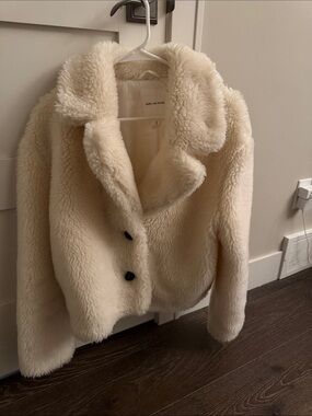 Avec Les Filles Ivory Faux Shearling Teddy Jacket